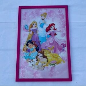 Disney Princesses Ariel, Belle, Jasmine, Rapunzel, 3-D Picture Framed 12.5"w18"L